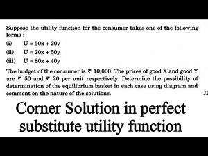 corner solutions in perfect substitute utility functions