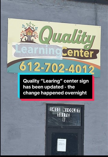Overnight, the sign at Quality Learning Center was updated. After public attention focused on the misspelled daycare sign, the manager and Ibrahim Ali, the son of the owners, stated that it would be corrected — and by morning, the change had been made. The update comes as the Minneapolis daycare remains tied to a much broader conversation around oversight, accountability, and the ongoing daycare fraud investigations in Minnesota. The speed of the correction has sparked new questions about how lo