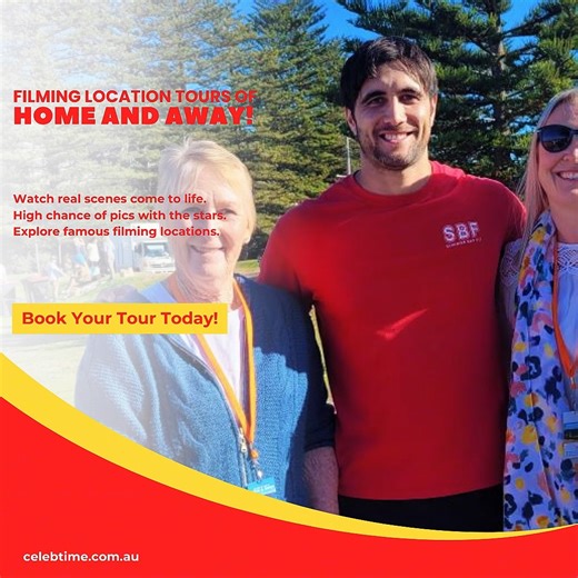 Ever dreamt of watching Home and Away being filmed LIVE? Now’s your chance! Join our Palm Beach Filming Location Tour of Home and Away, where you’ll see famous actors filming scenes in real-life on location. You might even meet the stars in between scenes being filmed! Perfect for fans who want to experience the magic of Summer Bay for real! Catch the action on a CelebTime tour every Tuesday. 📍 Departs the Rocks Sydney ⏰ 5.5 hour guided tour 🎟️ Limited spots – don’t miss out! 🔗 Book your spot