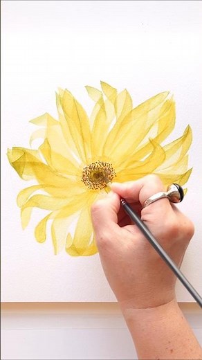 Easy and relaxing watercolor lesson / how to paint transparent Gerbera Daisy #watercolor #art