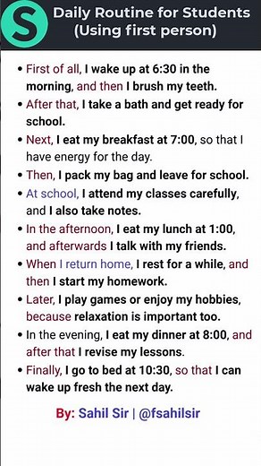 Daily Routine for Students (Using first person) | Learn English by Sahil Sir | #englishgrammar