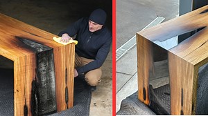 477K views · 8.8K reactions | Building a charred wood waterfall table with polished resin and matte wood | Blacktail Studio | Facebook