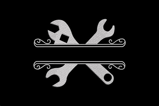 Wrench Monogram Embroidery Design, Wrench Split Name Frame Machine Embroidery, 4 Sizes, Instant Download - Etsy