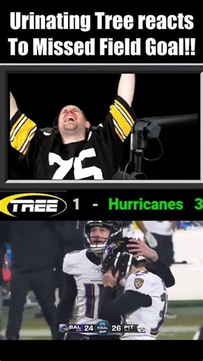 Urinating Tree Reacts to missed Field Goal, Steelers Win