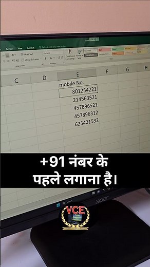 How to add +91 before mobile numbers in Excel