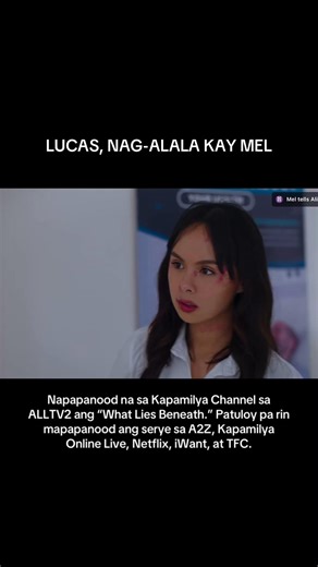 Napansin ni Erica (#KailaEstrada) ang pag-aalala ni Lucas (#JMDeGuzman) kay Mel (#SueRamirez) Napapanood na sa Kapamilya Channel sa ALLTV2 ang #WhatLiesBeneath. Patuloy pa rin mapapanood ang serye sa A2Z, Kapamilya Online Live, Netflix, iWant, at TFC. | ABS-CBN PR
