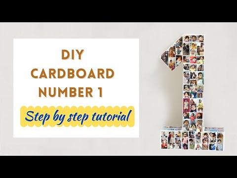 DIY cardboard number 1 with pictures