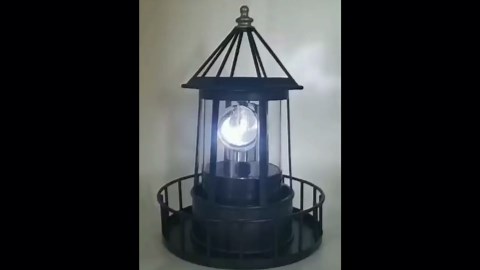 Solar Lighthouse Rotating Light - 360 Degree Rotating Lighthouse Lamp,IP65 Waterproof Solar Lighthouse Towers Statue Lights for Patio Fence Garden Courtyards,Lawns Decor (Black)