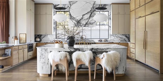 A Striking Texas Kitchen That Uses Lilac Marble Three Ways