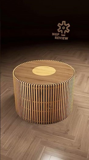 Design Concept. Round Table with Hidden Curved Chairs