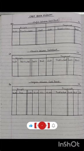 ✨Single, Double & Triple Column Cash Book – format | cash book format #cashback