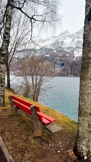 🇨🇭Red Bench with Epic Alpine View ❄️🏔️ Switzerland Winter Magic🌲