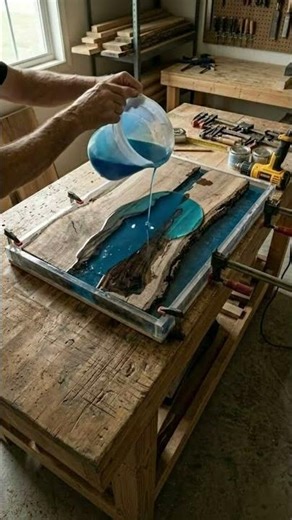 I Turned a Raw Wood Slab into an OCEAN Table