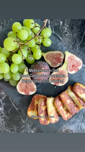 8 Mediterranean-Diet Snack Combos Under 200 Calories Snacks can be a powerful tool in your weight loss journey when planned intentionally. A balanced combo helps you: • Stay full between meals • Keep blood sugar stable • Support daily protein and fiber goals • Prevent overeating later All examples are under 200 calories, supporting a sustainable, gentle caloric deficit, key for permanent weight loss. Need more support on your healthy eating journey? Save this post and follow for more Mediterrane