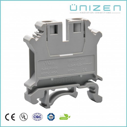 [Hot Item] Jut1-6 DIN Rail Types Terminal Block Juk 6 mm Plastic Screw Clamp Terminal Blocks Connector
