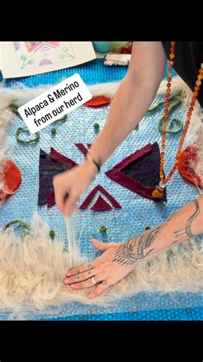 Sacred Alpaca, LLC on Instagram: "Central Asian Rug Making Technique using wool pre-felt as taught by Flora Carlile-Kovacs ❤️ . This was my first time using pre-felts that I didn’t make! And I’m also new to using dyed wool. I had no idea my eyes missed other colors until I experienced it. I’ve only been using natural colors from our herd since I started my journey as a fiber artist!🦙🧜‍♀️🐑 This was so satisfying & now I feel so much more is possible! 🌈🌈🌈 . This piece turned out so beautiful