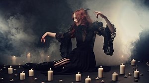 Red-haired Witch Sitting On Floor Smoke Stock Footage Video (100% Royalty-free) 1061650159 | Shutterstock