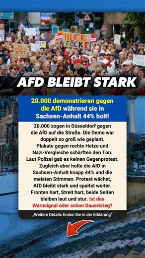 20.000 gegen die AfD: Protest wächst, doch sie holt 44% in Sachsen-Anhalt! #deutschland