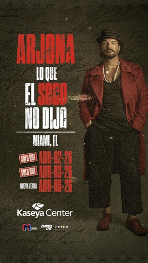 Ricardo Arjona hace historia en Miami con dos fechas agotadas! NUEVA FECHA.💥 Venta de boletos este 21 de Agosto. ES TU ÚNICA OPORTUNIDAD | Zamora Live