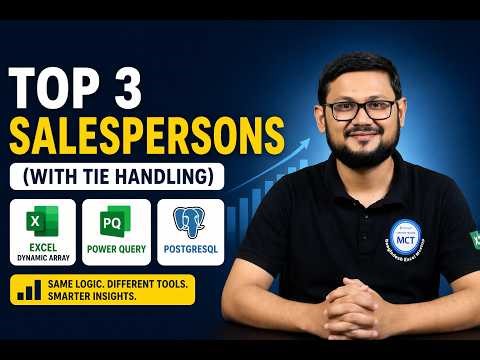 TopN Salespersons (With Tie Handling)| Excel 365 Dynamic Array|Power Query M| Postgre SQL