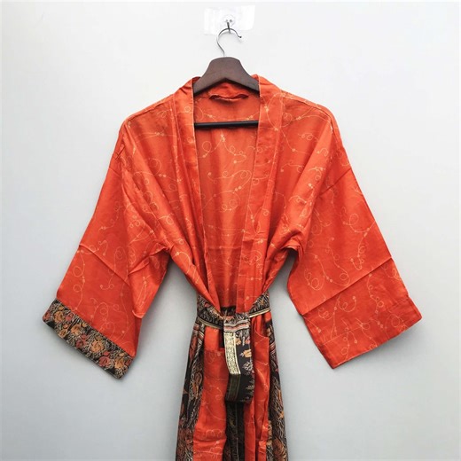 Indian Bohemian Silk Kimono Women Soft Sari Robe - Etsy