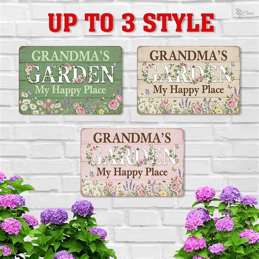 Personalized Flower Garden Sign: Custom Metal Garden Art With Names, 3 Styles Aluminum Sign - Etsy