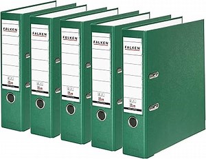 Original Falken 5er Pack PP-Color Kunststoff-Ordner. Made in Germany. 8 cm breit DIN A4 grün Vegan Ringordner Aktenordner Briefordner Büroordner Plastikordner Schlitzordner