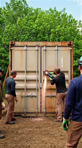 Rusty Shipping Container → Dream Backyard Studio 🤯#timelapse #transformation #containerhouse