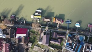 Danube Delta biosphere aerial footage, biodiversity in spring or summer. Many tourist attractions for wildlife or bird watching, but also take a boat ride, bird species and plants of birds