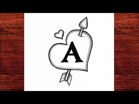 Easy A Name Art | Heart & Arrow Drawing for Beginners (Step by Step)