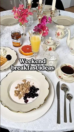 Weekend breakfast ideas for family| table setting.