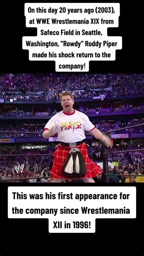 On this day 20 years ago (2003), at WWE Wrestlemania XIX from Safeco F...