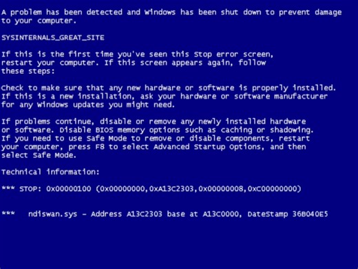 经典蓝屏屏保（Sysinternals BlueScreen）