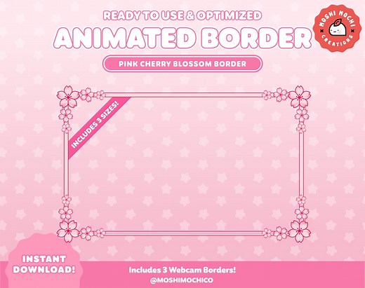 Cute Cherry Blossom Webcam Border, Twitch Animated Camera Frame Border, Floral Stream Overlay, Flower Theme, Kawaii Pink Aesthetic Setup - Etsy