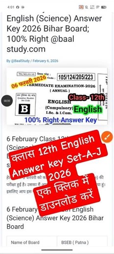 6 February 2026 ka English Answer key Set-A-J