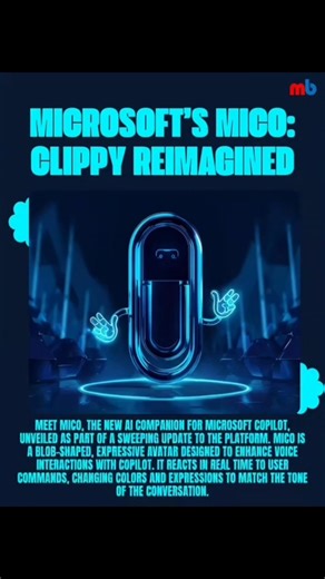 1.1K views · 145 shares | Meet Mico, the new AI companion for Microsoft Copilot, unveiled as part of a sweeping update to the platform. Mico is a blob-shaped, expressive avatar designed to enhance voice interactions with Copilot. It reacts in real time to user commands, changing colors and expressions to match the tone of the conversation. #copilot#Microsoft #MICO | Media Bandhu | Facebook