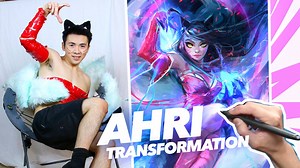 Transforming myself into Ahri with Dagami! Full Episode: youtu.be/ac8Yjezkp8Q #Ahri #Cosplay #Leagueoflegends #Illustration #art | RossDraws