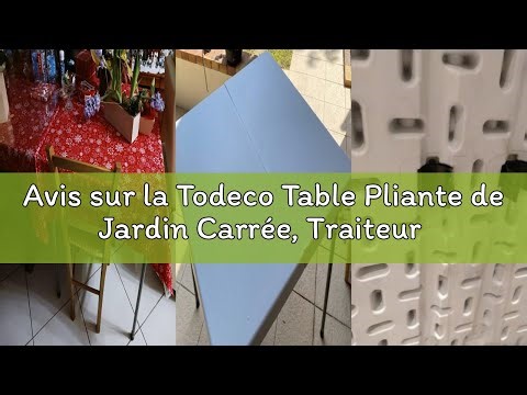 Avis sur la Todeco Table Pliante de Jardin Carrée, Traiteur Pliante Table 86 x 74cm, Table Transport