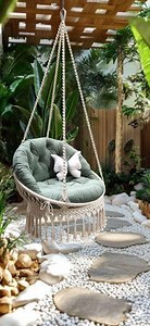 Macrame Hanging Chair: Butterfly Pattern, Ivory Woven Swing - Etsy