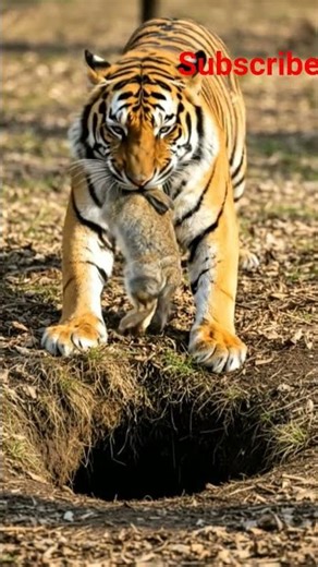 Tiger catch rabbit #shortvideo #tiger #catch #rabbit #animalattack
