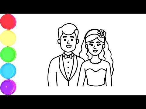 Cute Bride and Groom Drawing, Painting & Coloring For Kids and Toddlers_ Child Art