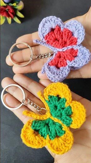 Crochet Butterfly Keychain #Crochet #shorts #priyazkraft