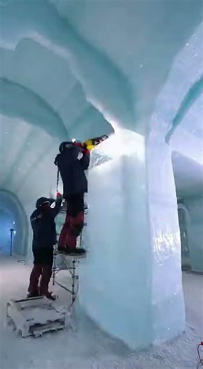 Secret Ice Hotel Hidden Inside a Glacier 😳 (Timelapse Build)