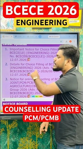 BCECE 2026 ENGINEERING COUNSELLING DATE 🔥🚀 #bcece2026 #bcece2026engineering #bcece2026pcm #shorts