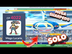 SOLO RAID: Mega Lucario Destroys Mega Sharpedo! 🦈🔥 #pokemon #pokemongo