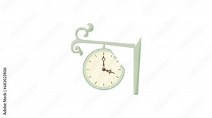 Station clock icon animation best cartoon object on white background