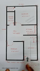 15x30 House Plan | 450 sqft Small Home Plan | 15x30 Ghar ka Naksha | #LearningCivilTechnology | Learning Civil Technology