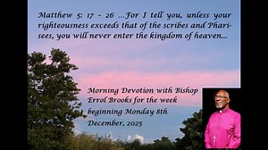 Morning Devotion with Bishop Errol Brooks for the week beginning Monday 8th December, 2025 | Anglican Church Anguilla