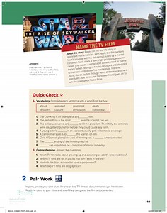 In pairs, create your own clues for one or two TV films or documentaries you have see Read the clues to your class and see if they can guess the film or documentary  جاسم العقيلي  - Listen and Discuss - Mega goal 3 - ثالث ثانوي - المنهج السعودي