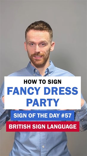 How to sign Fancy Dress Party: BSL Sign of the Day 57 The topic for this week is "Halloween". Learn how to sign Fancy Dress Party in BSL. The sign for fancy dress is the same as costume and clothes. Use the lip pattern of the words as you sign. Unfortunately, this is just an example sentence and I have no Halloween plans 😅 Hopefully your Halloween plans fun! #BSL #BritishSignLanguage #BSLSignoftheDay | Commanding Hands